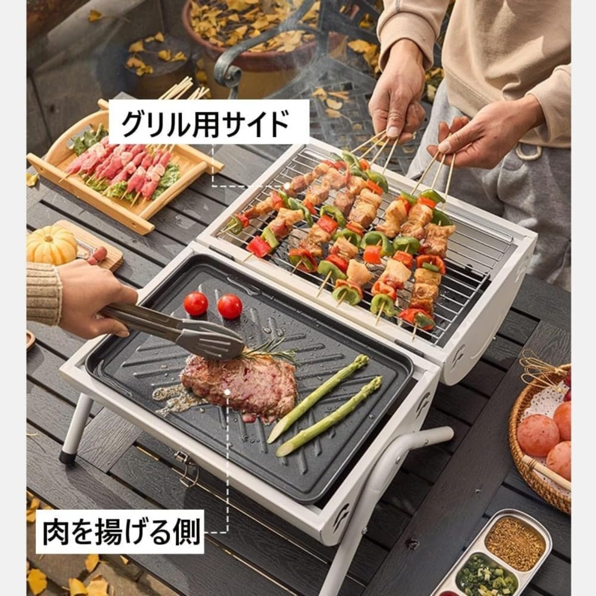 Amazon | Kziazoi バーベキューコンロ 焚き火台 bbq コンロ 鉄板付き